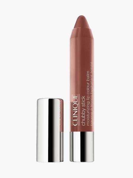 Clinique Chubby Stick Moisturizing Lip Color Balm in branded component on a light gray background